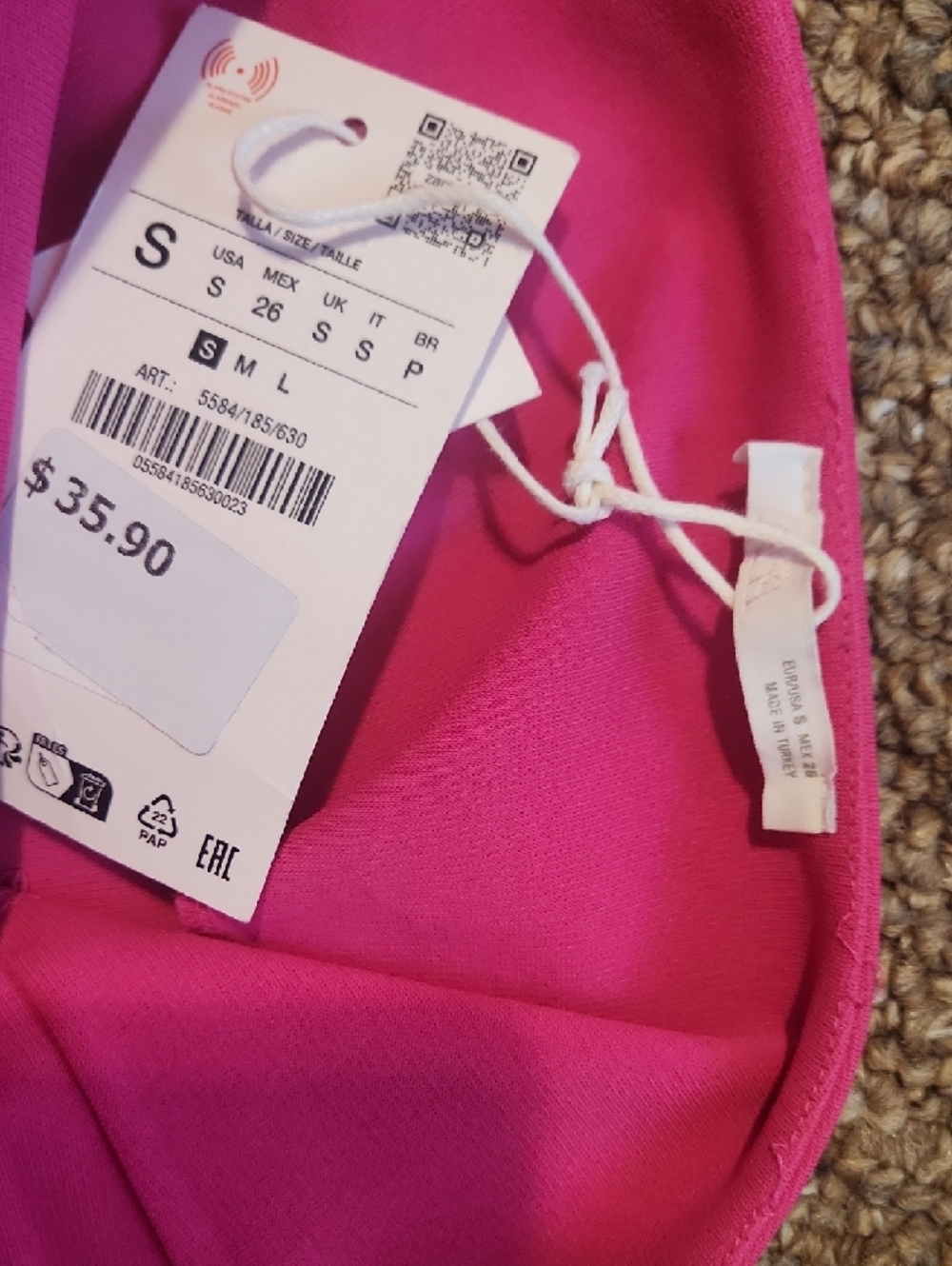 NWT Zara Bright Pink Stretch Bandeau Bodysuit Sculpt Fabric - Picture 7 of 9